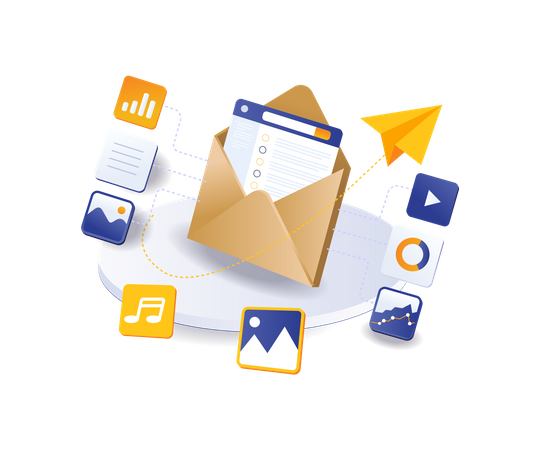 Digital transformation network of seo marketing email technology  Illustration