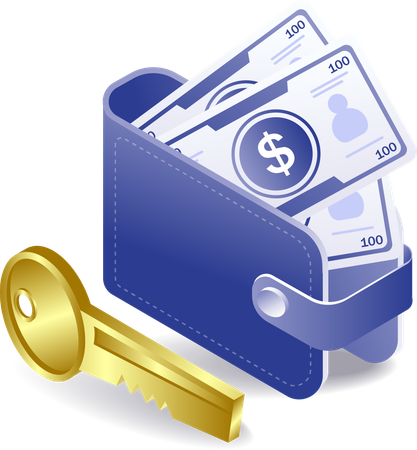 Digital wallet security key  Illustration