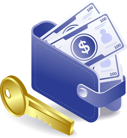 Digital wallet security key  Illustration