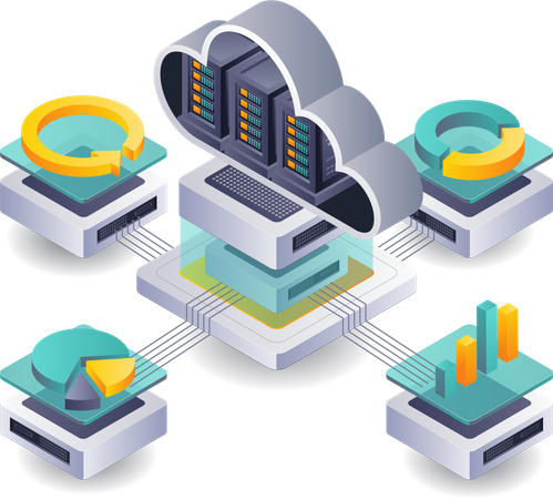 Digitale Transformation im Cloud-Server-Management  Illustration