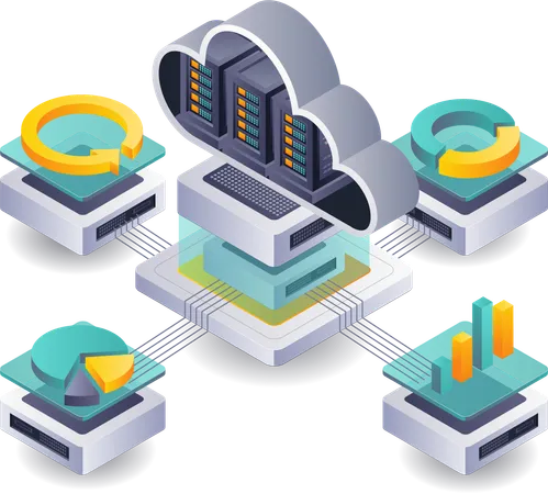 Digitale Transformation im Cloud-Server-Management  Illustration