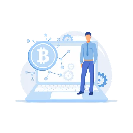 Digitale Währung Kryptowährung Bitcoin Diagramm  Illustration