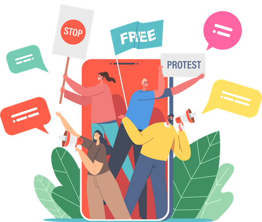 Digitaler Online-Protest  Illustration