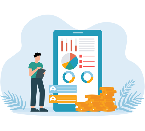 Digitaler Verkauf des analysierten Produkts  Illustration