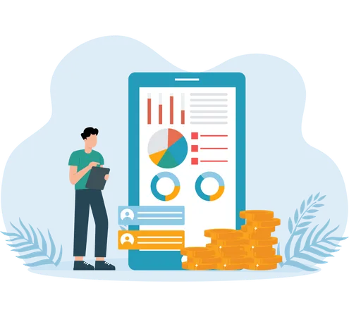 Digitaler Verkauf des analysierten Produkts  Illustration