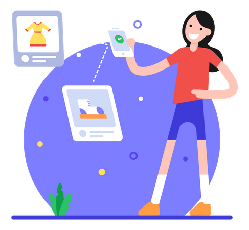 Digitales Einkaufen  Illustration