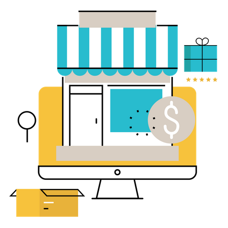 Digitales Einkaufen  Illustration