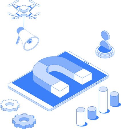 Digitales Marketing mit Kundengewinnung  Illustration