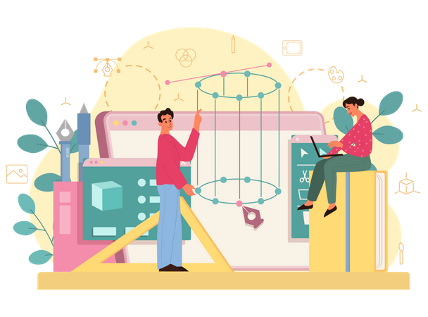 Digitales Zeichnen mit elektronischen Werkzeugen  Illustration