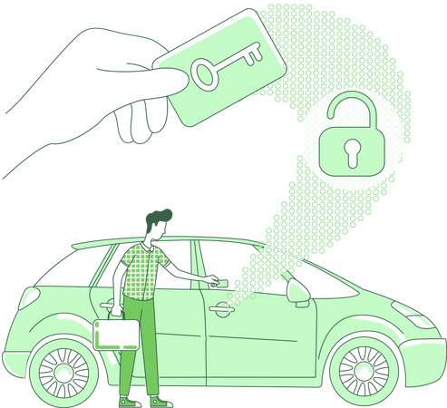 Digitalização de cartão-chave  Ilustração
