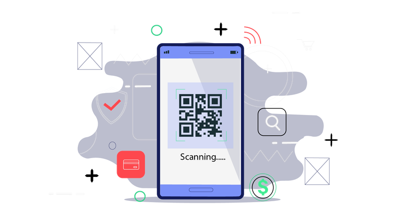 Digitalizando código qr  Ilustração