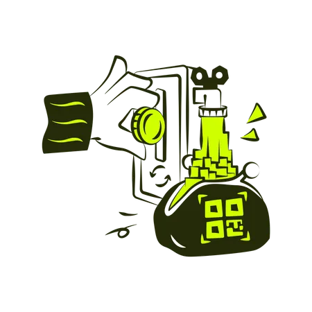 Digitalización de moneda  Ilustración