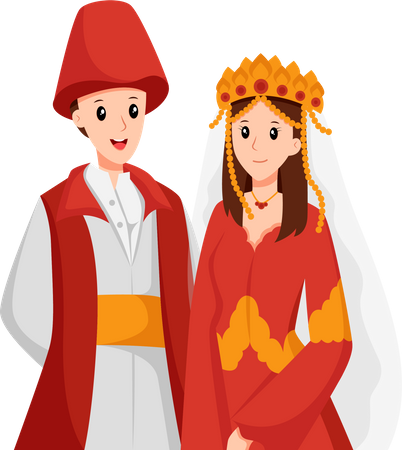Couple de mariage traditionnel de Turquie  Illustration