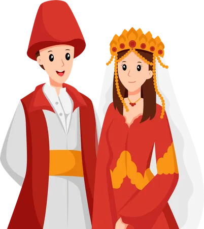 Couple de mariage traditionnel de Turquie  Illustration