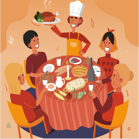 Dîner de Thanksgiving  Illustration