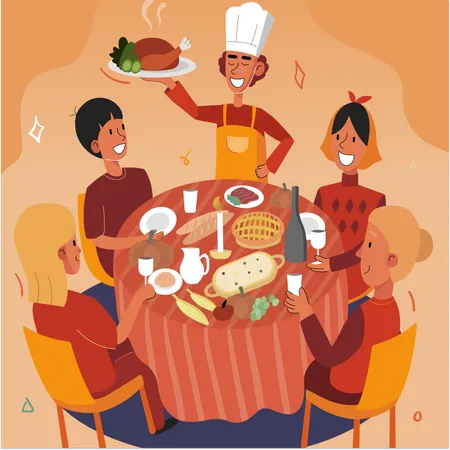 Dîner de Thanksgiving  Illustration