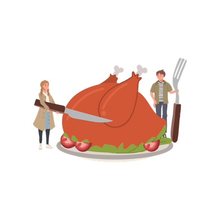 Célébration du dîner de Thanksgiving  Illustration