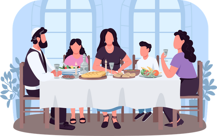 Dîner de famille juive  Illustration