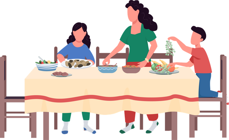 Famille faisant le dîner de Noël  Illustration
