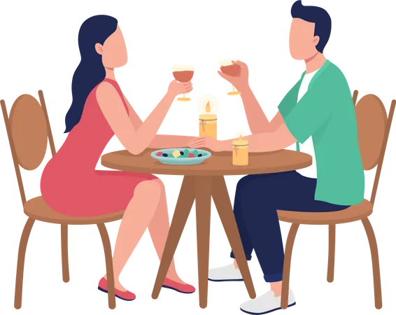 Dining together at restaurant Illustration