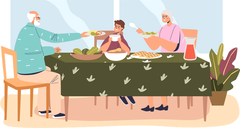 Dinner at grandparents house  Illustration