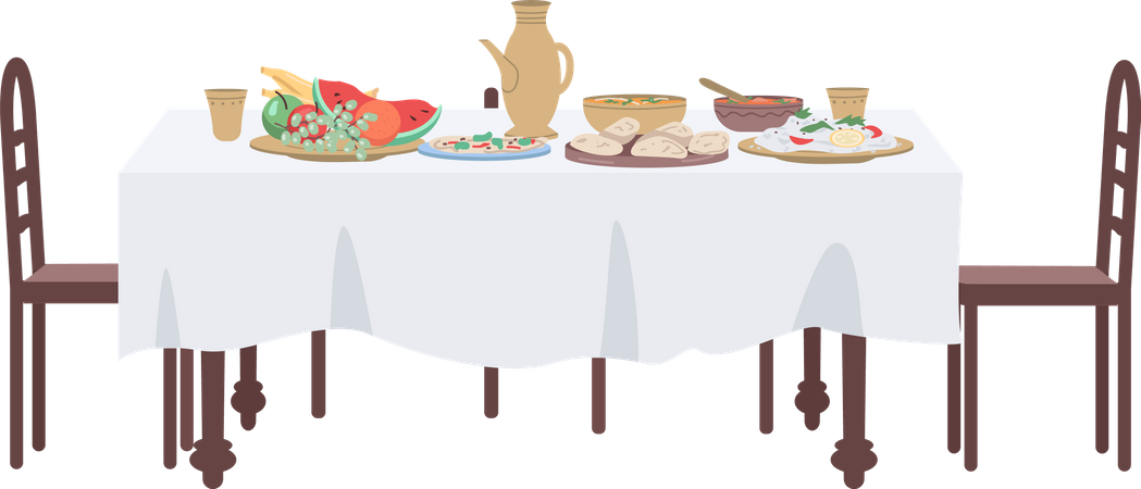 Dinner party serving  Illustration