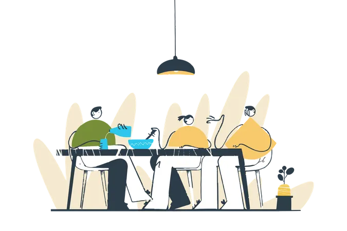 Dinner with Family Illustration