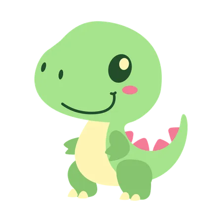 Dino Dinosaur Animal Mascot Character with Smile Expression  Illustration