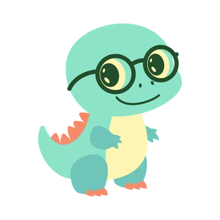 Personnage mascotte animal dinosaure Dino portant des lunettes  Illustration