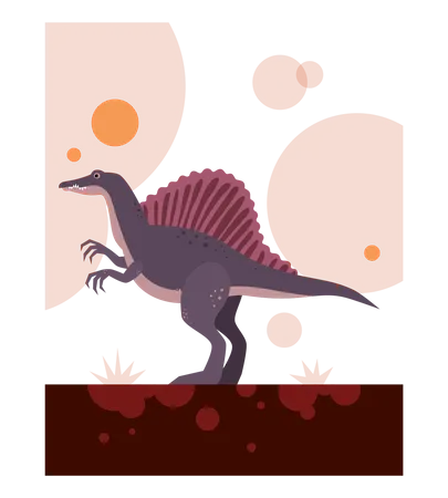 Different Dinosaurs Set Of Flat Design Style Posters With Copy Space For Text Spinosaurus And Brachiosaurus Colorful Images Dino Collection Extinct Animals Education Learning Names Idea 일러스트레이션