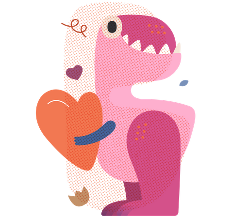 Dinosaur holding a heart  Illustration