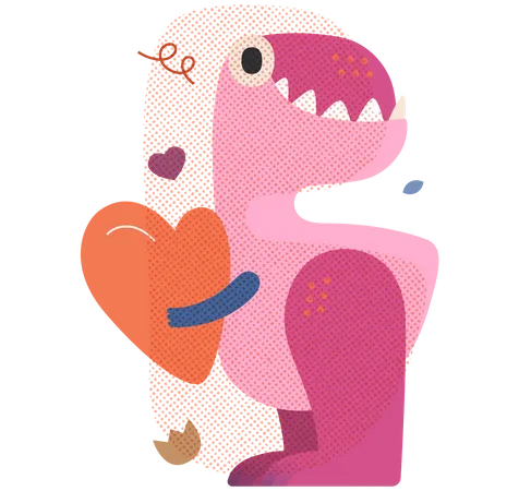 Dinosaur Holding A Heart Valentines Day Graphics Modern Flat Vector Concept Illustration A Cute Pink Dinosaur Holding A Heart A Character In Love Concept Illustration