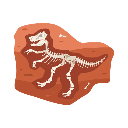 Dinosaur skeleton bones of extinct animal underground  Illustration