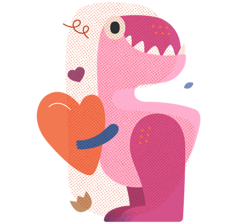 Dinosaure tenant un coeur  Illustration