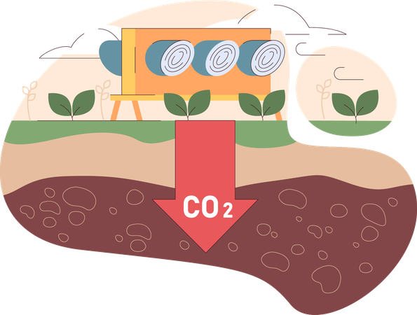 Dióxido de carbono en el suelo agrícola  Ilustración