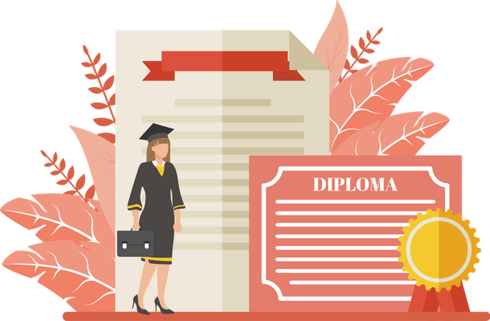 Estudante de diploma com certificado  Ilustração