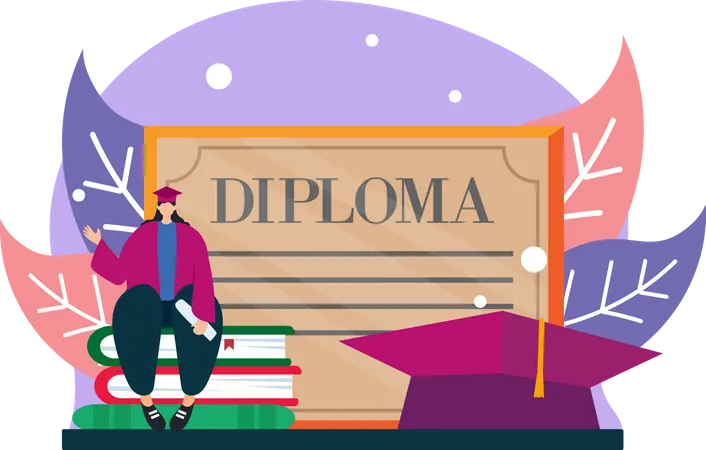 Estudante de graduação com diploma  Ilustração