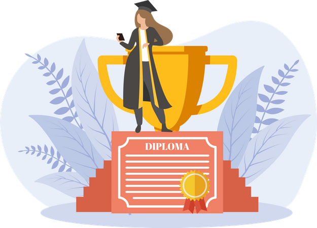 Estudiante de diploma con certificado  Ilustración