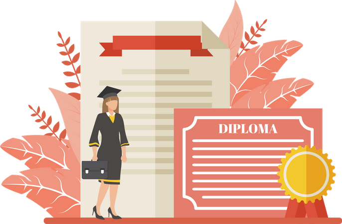 Diploma Student With Certificate  일러스트레이션