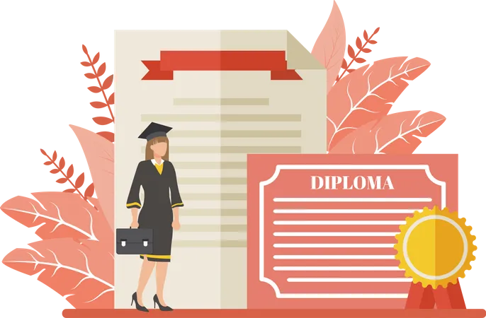 Diploma Student With Certificate  일러스트레이션