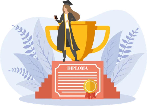 Diploma Student With Certificate  Illustration