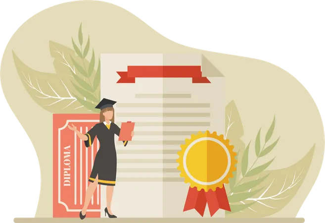 Diploma Student With Certificate  Illustration