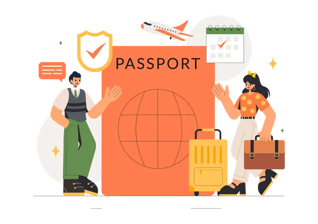 Un diplomate international vérifie les détails du passeport  Illustration