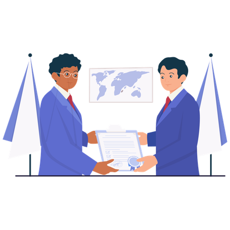 人々間の外交文書交換  イラスト
