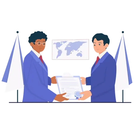 人々間の外交文書交換  イラスト