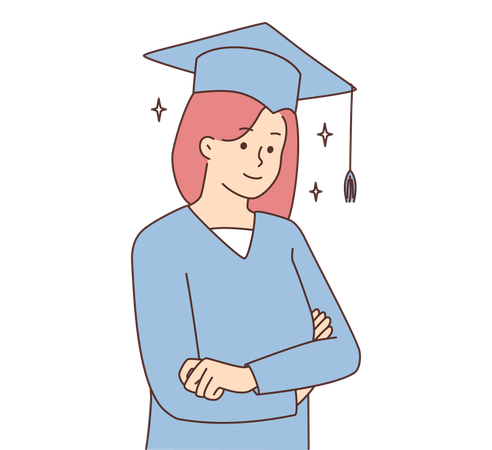 Fille diplômée debout en toute confiance  Illustration