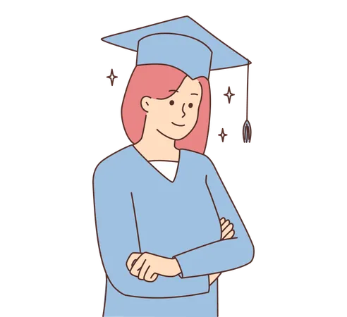 Fille diplômée debout en toute confiance  Illustration