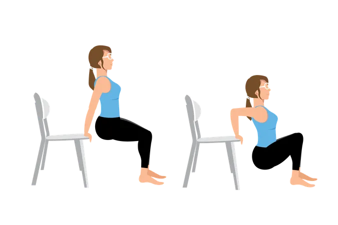 Trempettes des triceps assis  Illustration