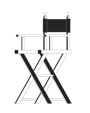 Director chair black and white 2D line object  Illustration