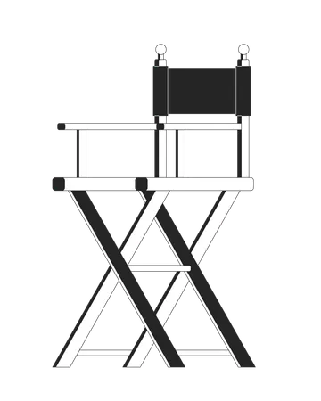 Director chair black and white 2D line object  Illustration